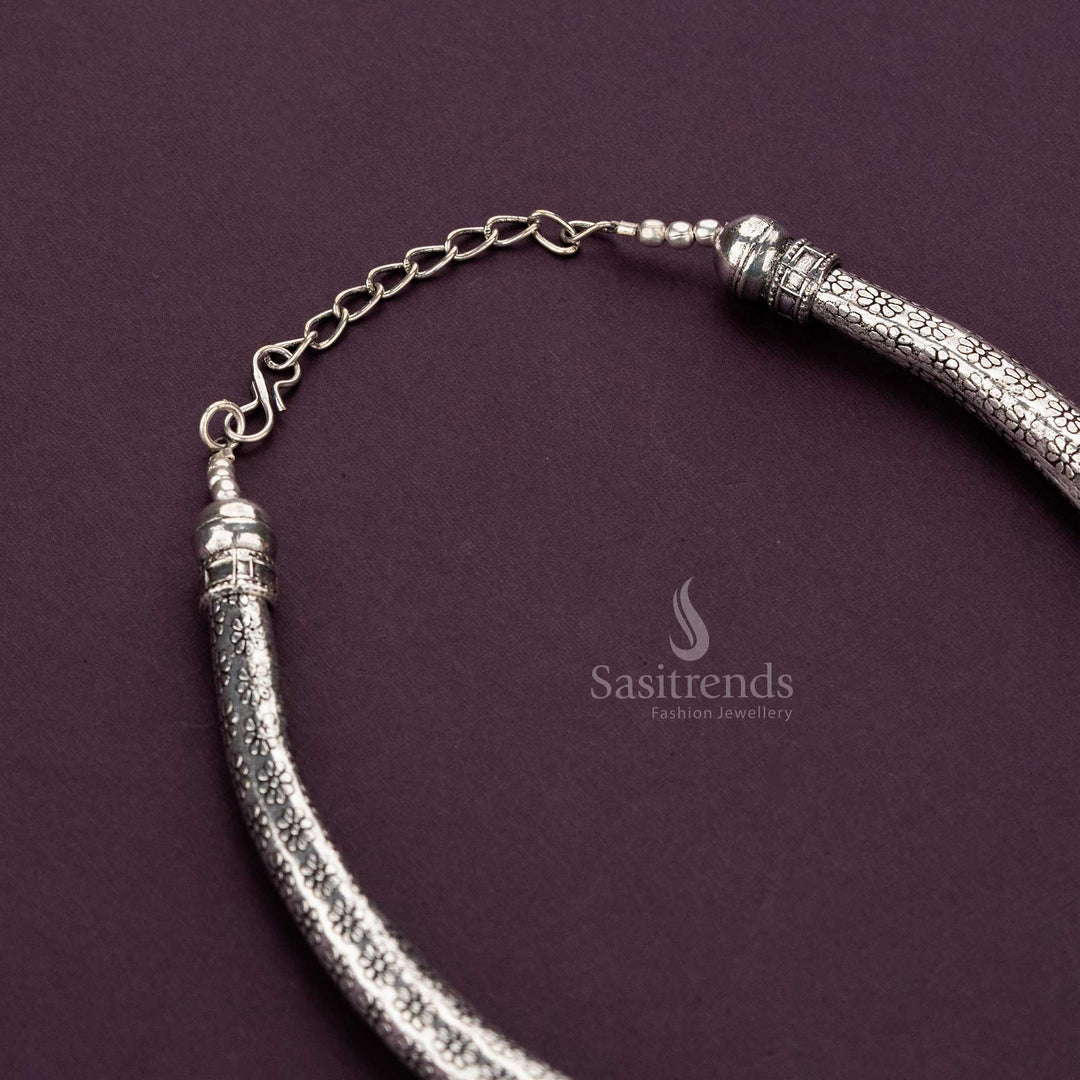 Silver Oxidised Ghungroo Necklace – Sasitrends