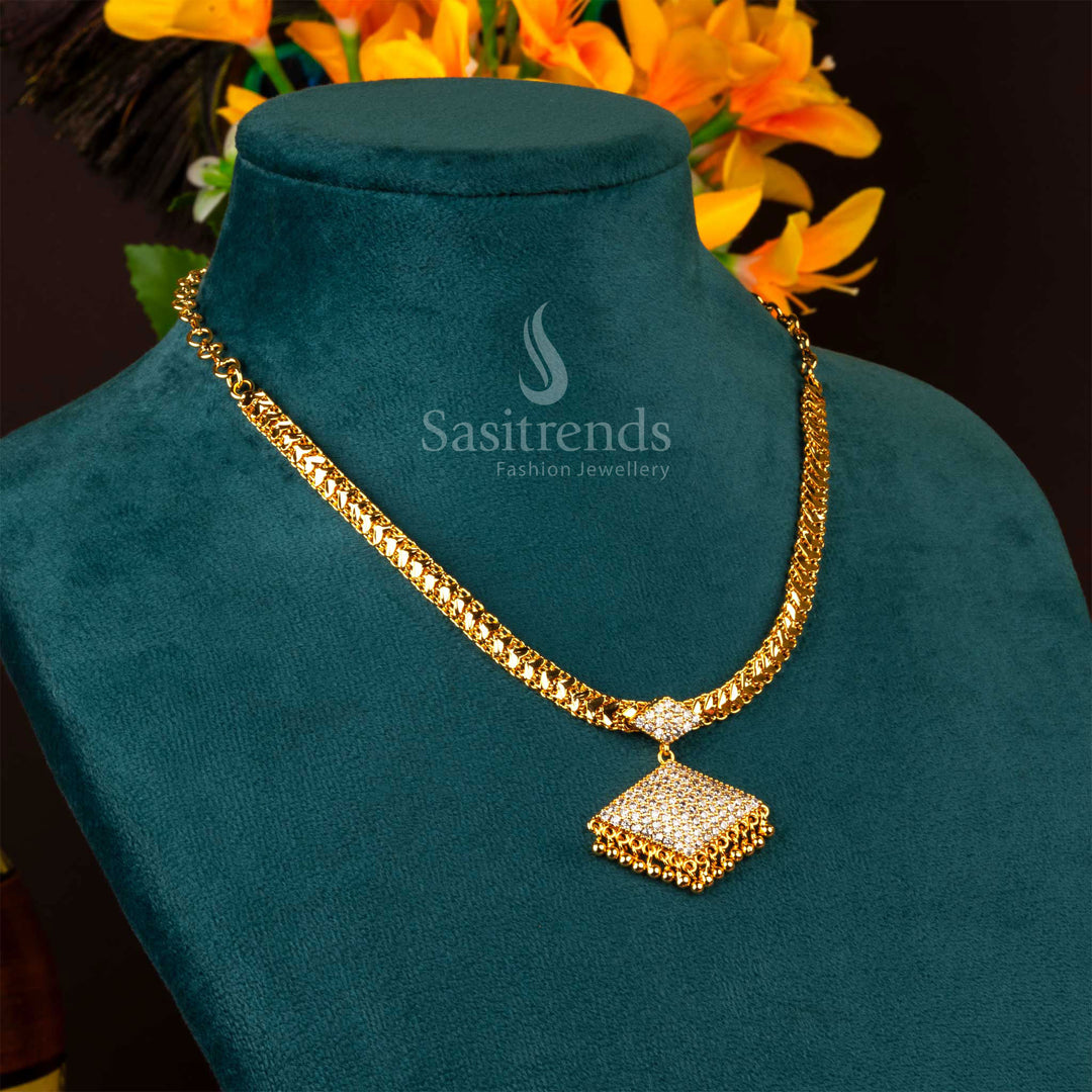 Sasitrends Elegant One Gram Micro Gold-Plated Chain Triangular Pendant  Necklace
