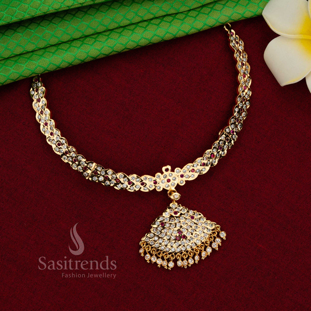 24 carat pure gold look Impon Pathakam pendant necklace for festive occasions