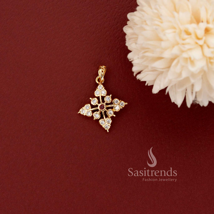 Impon Gold Plated Pendant with Intricate Stone Detailing for Traditional and Festive Wear - Sasitrends