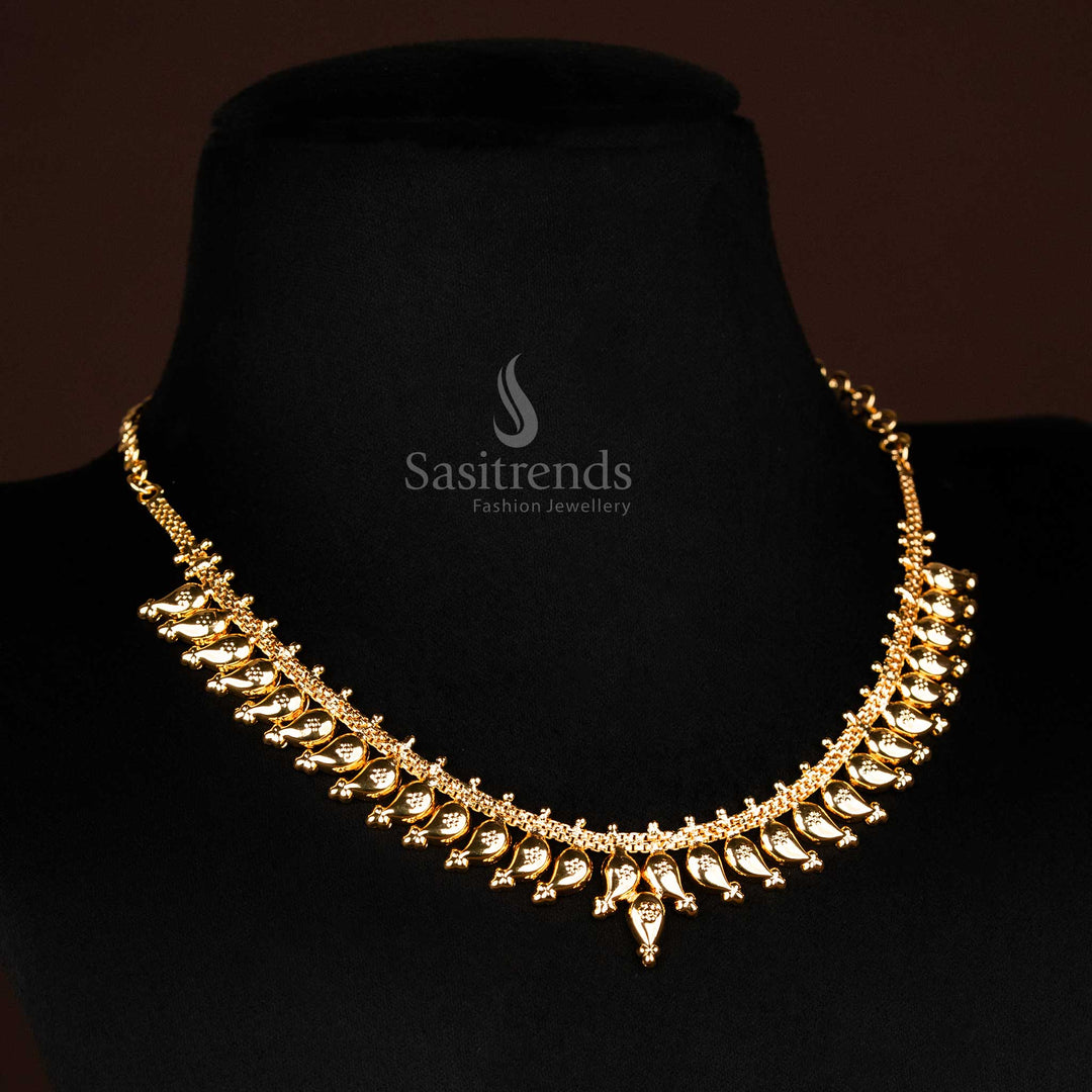 Culturally rich Kerala paisley design necklace with golden micro plating and timeless traditional essence, from sasitrends