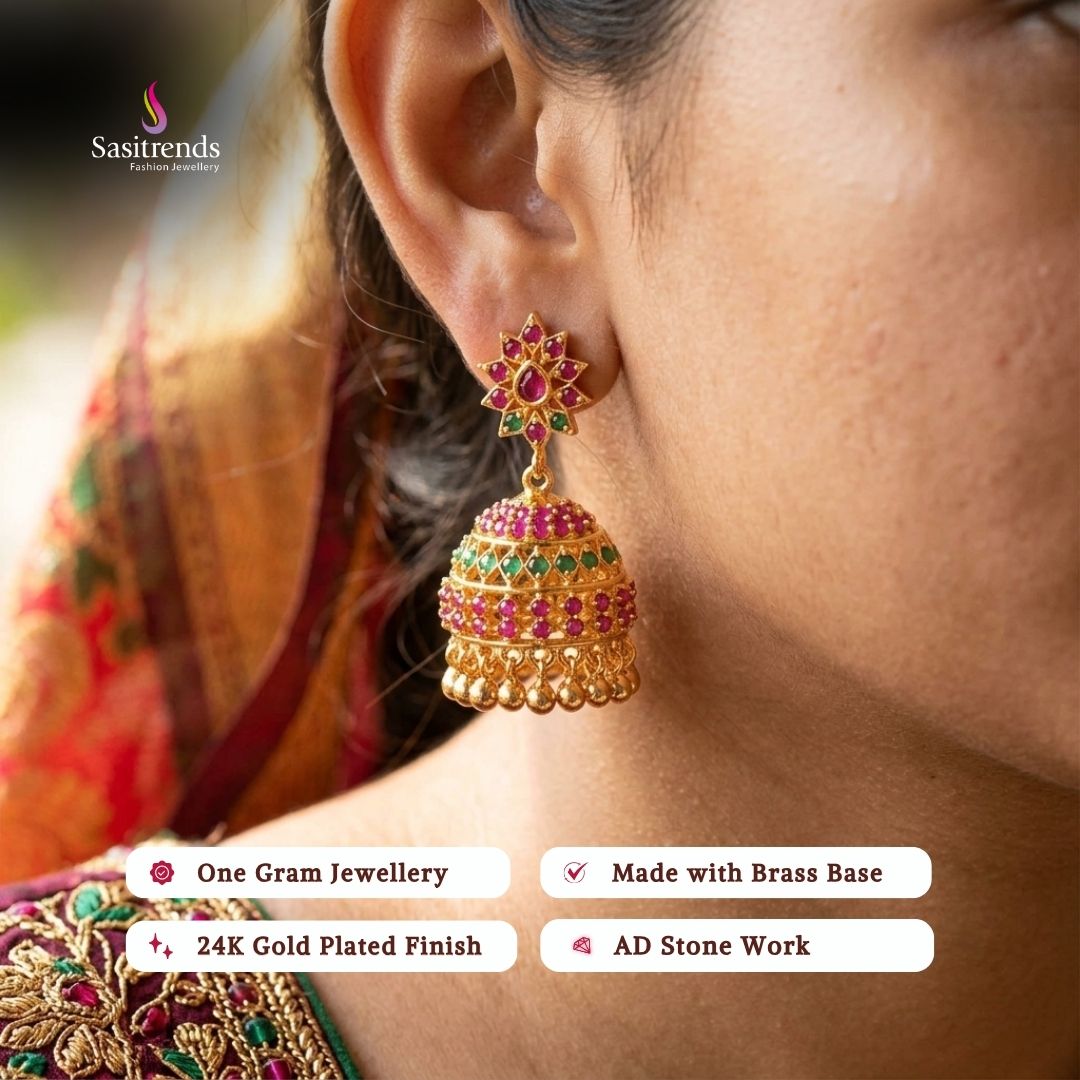 Guaranteed micro gold plated AD stone earrings - Sasitrends