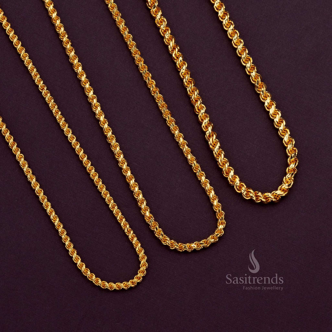 Guaranteed Micro Gold Plated Murukku Chain, Thickness Options Sasitrends