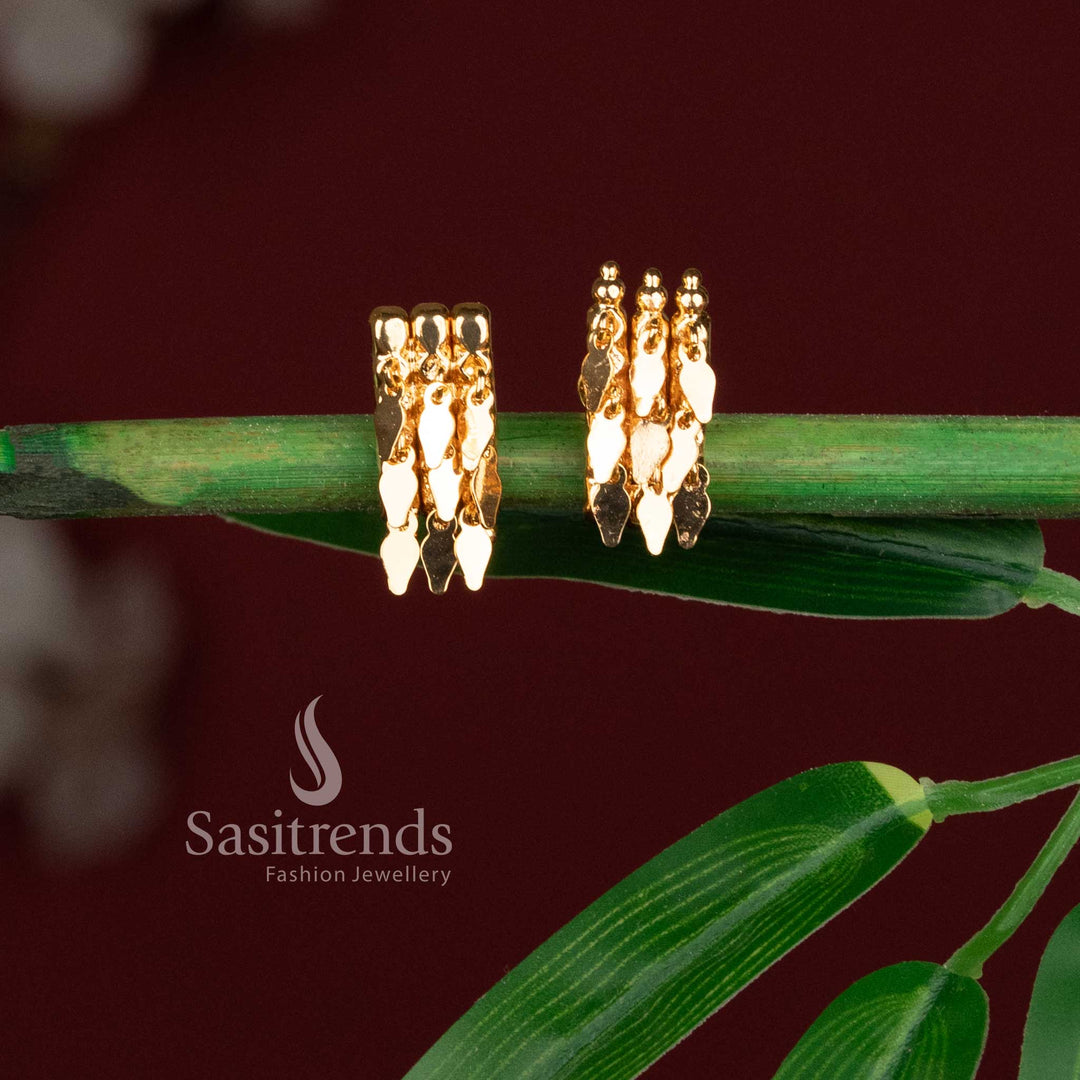 Micro Gold Plated Multi-Layered Hanging Earrings with Cascading Dangling Design – Traditional & Festive Wear - Sasitrends