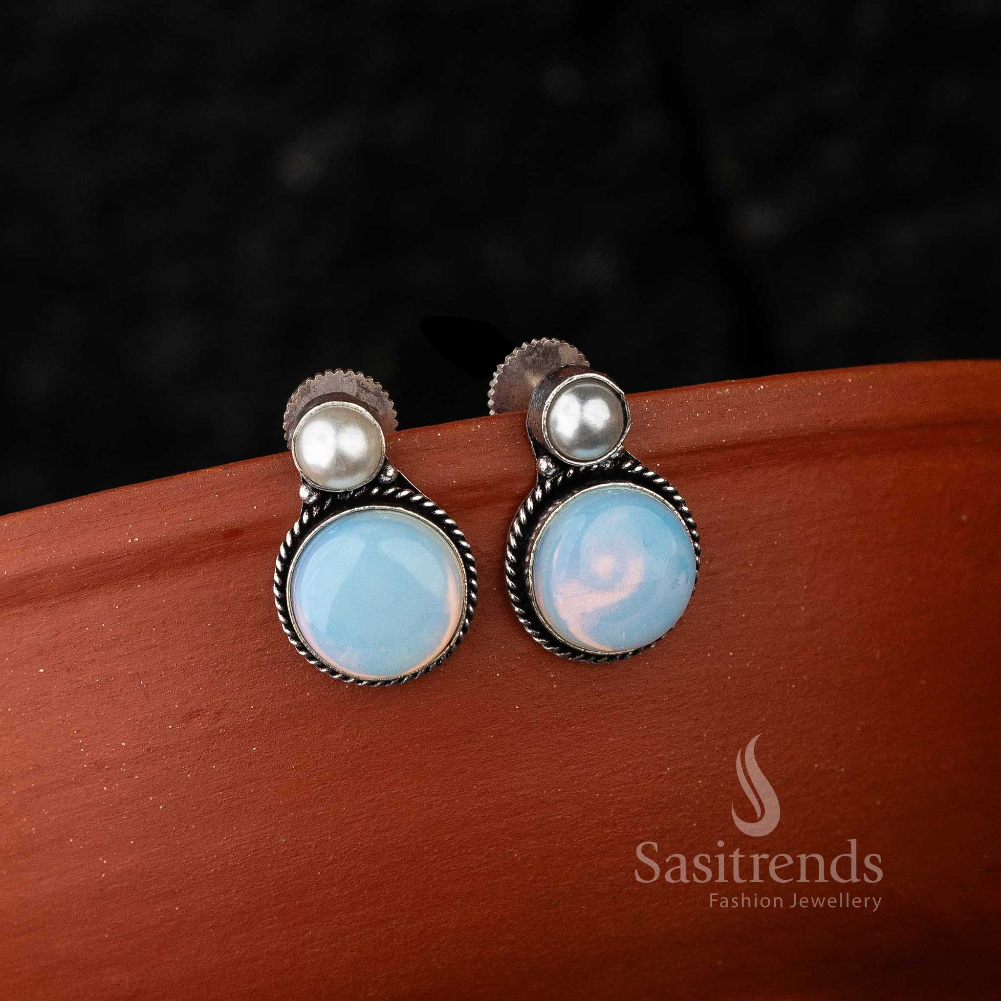 White Oxidised Jewellery Earrings Perfect for Navarathiri Celebrations