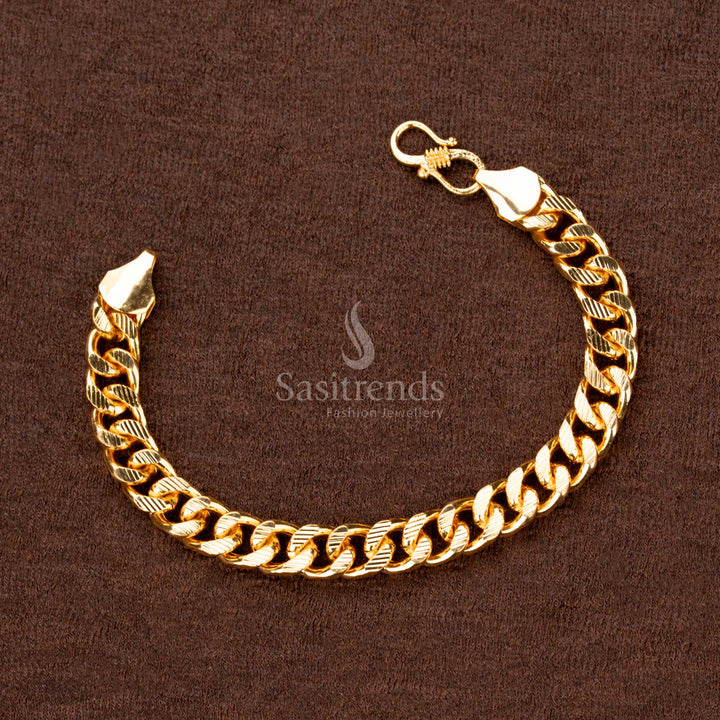 Royal charm micro gold plated one-gram men's bracelet with a heavy luxury traditional look and intricate craftsmanship - Sasitrends