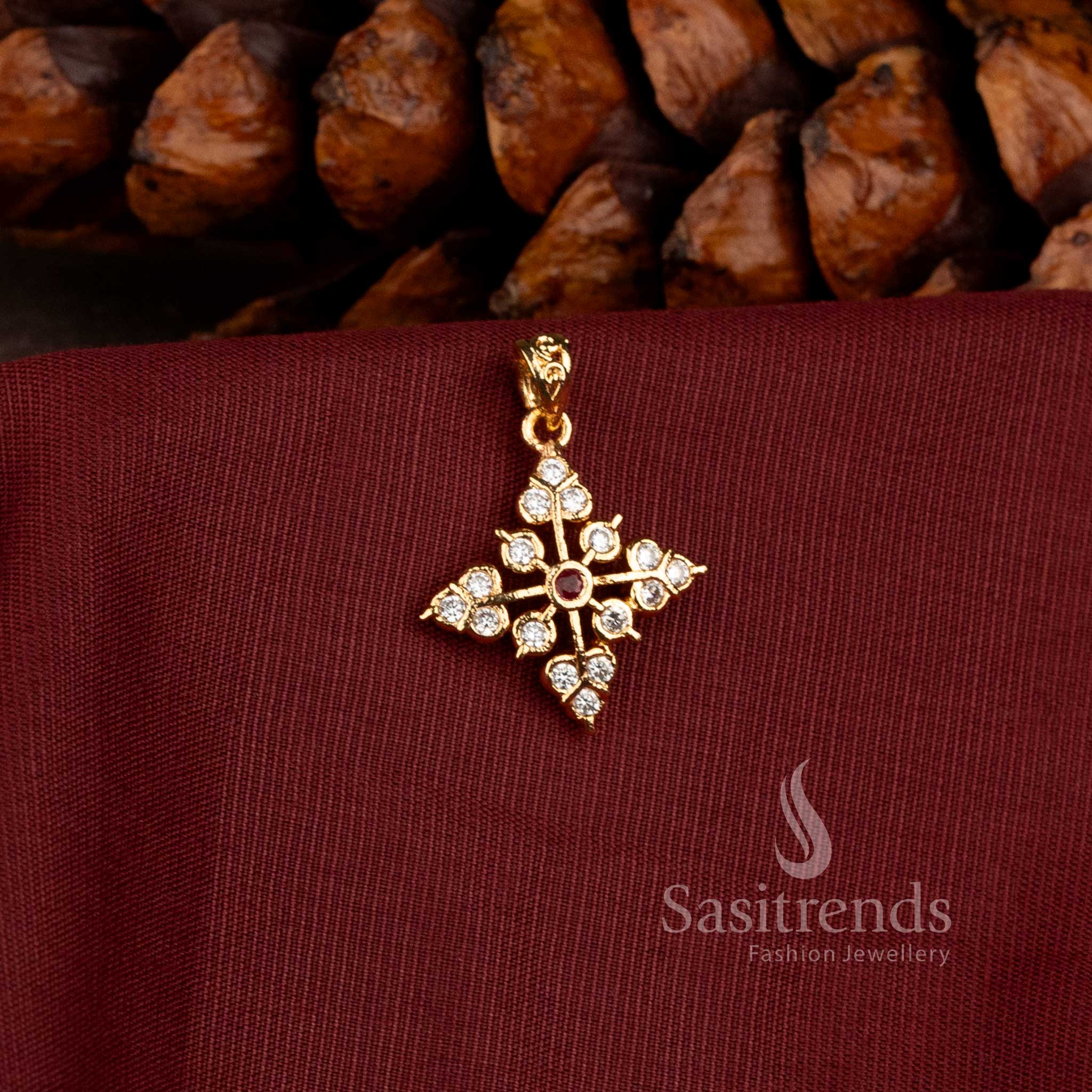Impon Gold Plated Pendant with Intricate Stone Detailing for Traditional and Festive Wear - Sasitrends