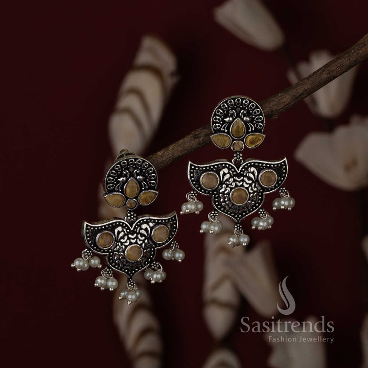 Yellow Stone Navarathiri Celebration Trendy Oxidised Earrings Sasitrends Online Shopping