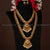 Lakshmi Motif Temple Combo Jewellery Set with Synthetic Stones and Matt Gold Finish - Traditional Elegance