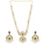 Peacock Floral Dual Pendant Micro Gold-Plated Necklace Set with Three Layers of Golden Beads and Pearl Earrings