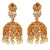 Close-up of Pearl Flower Peacock Jhumka Earrings featuring delicate pearls and intricate floral motifs