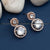 Royal Round Rose Gold Plated Earrings with American Diamond Stones