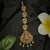Lakshmi motif bridal maang tikka with Multi-Color AD stones and pearl drops
