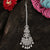 Rhodium Silver Maang Tikka Set with American Diamonds - Floral Design