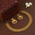 Elegant Matte Gold Finish Necklace Set: Leaf motifs, balls, jhumka earrings