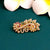 Brass Mango Leaf & Flower AD Saree Pin - Micro Gold Plated