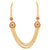 Micro Gold-Plated Necklace with Mugappu Motif - Brass Material, AD Stones, Five-Layered Golden Bead Chain
