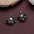 Oxidized German Silver Hook Earrings with Ruby Stones - Trendy Office Wear Collection for Women