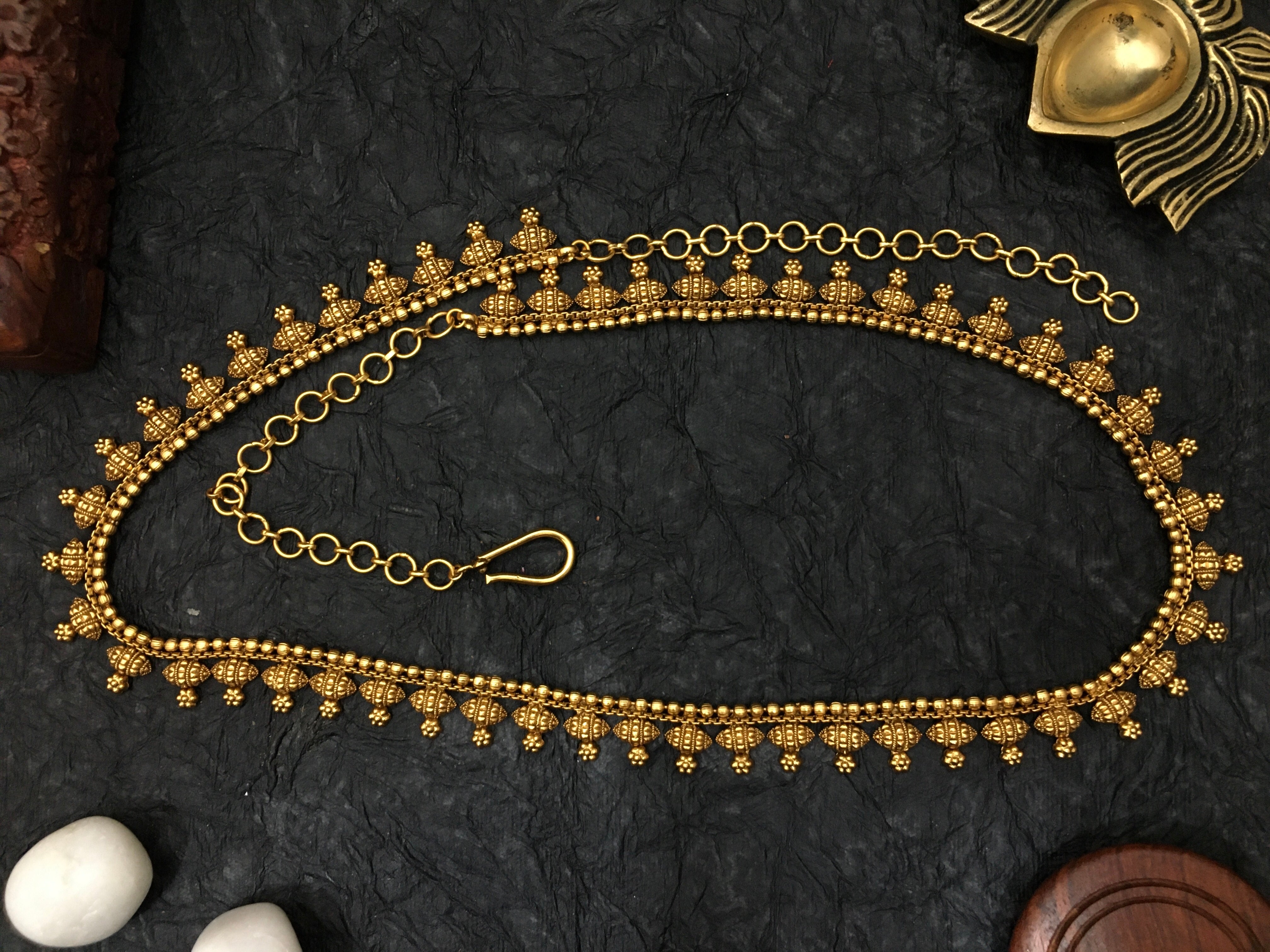 Latest Traditional Hip Belt Chain with Golden Flower Bead - New Matte ...