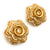 Intricate AD Stone Stud Earrings: Rose Flower Design, Matte Finish, Brass Material