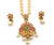 Latest Traditional Micro Gold Plated Peacock Floral Pendant Pearl Necklace Set for Women