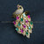 Multi-Hued Glamour: Gold Plated Peacock Adjustable Finger Ring with American Diamond Stones for Women - Bridal Collections