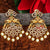 Matte Gold Traditional Peacocks Earrings with AD Stones and Hanging Pearls - Perfect for Festivals