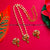 Trendy Temple Gold Plated Pearl Necklace Set with Navrathna Pendant and Earrings - Traditional Wear