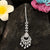 Rhodium Silver Chandbali Floral Maang Tikka with American Diamonds