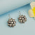 Trendy oxidised silver flower stud earrings with American Diamond stone.