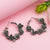Floral Shaped Oxidised Silver Look Earrings with Leaf Pattern