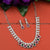 Rhodium Silver Plated Party Wear Floral Pattern Necklace Set with Ruby-Green American Diamonds