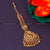 Matte Gold Plated Maang Tikka with White-Ruby Stones & Bead Drops