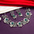 Ruby-Green Monalisa Stone Necklace Set: Floral and Peacock Motifs, Oxidized Silver, Earrings