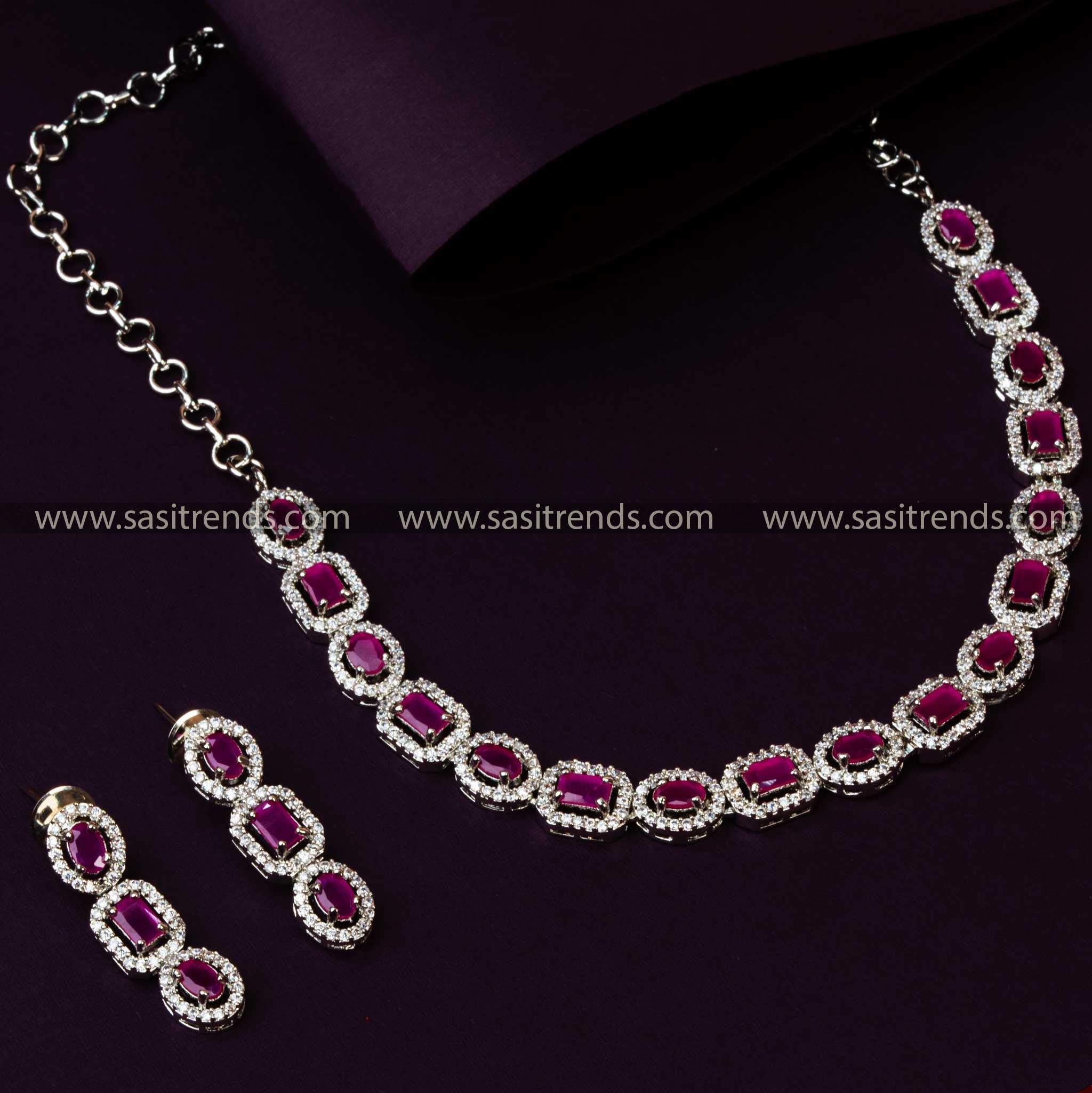 Diamond Necklace Set with Bracelet (6.5