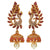 Striking matte gold earrings with a captivating peacock design, reflecting rich cultural heritage and artisanal finesse.