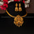 Divine Temple Lakshmi & Peacock Pendant Choker Set - Elegant Matt Gold Alloy Jewelry with ZX Synthetic Stones