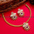 Temple gold plated floral choker necklace set with AD stones - Perfect for traditional occasions!