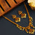 Matte Gold Plated Temple Pearl Necklace with AD Pendant & Earrings