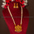 Trendy Classic Matt Gold Plated Three Line Pearl Mala Ruby Floral Jewellery Set