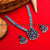 Oxidized German Silver Floral Pendant Necklace with Leaf Patterns and Earrings for Women