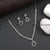 Rhodium Silver Plated Party Wear AD Necklace Set with Tear-Drop Pendant and Earrings