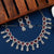 Stylish Mint Stone Party-Wear AD Necklace Set with Floral Design - Enhance Your Beauty with This Unique Rhodium Silver Jewelry.